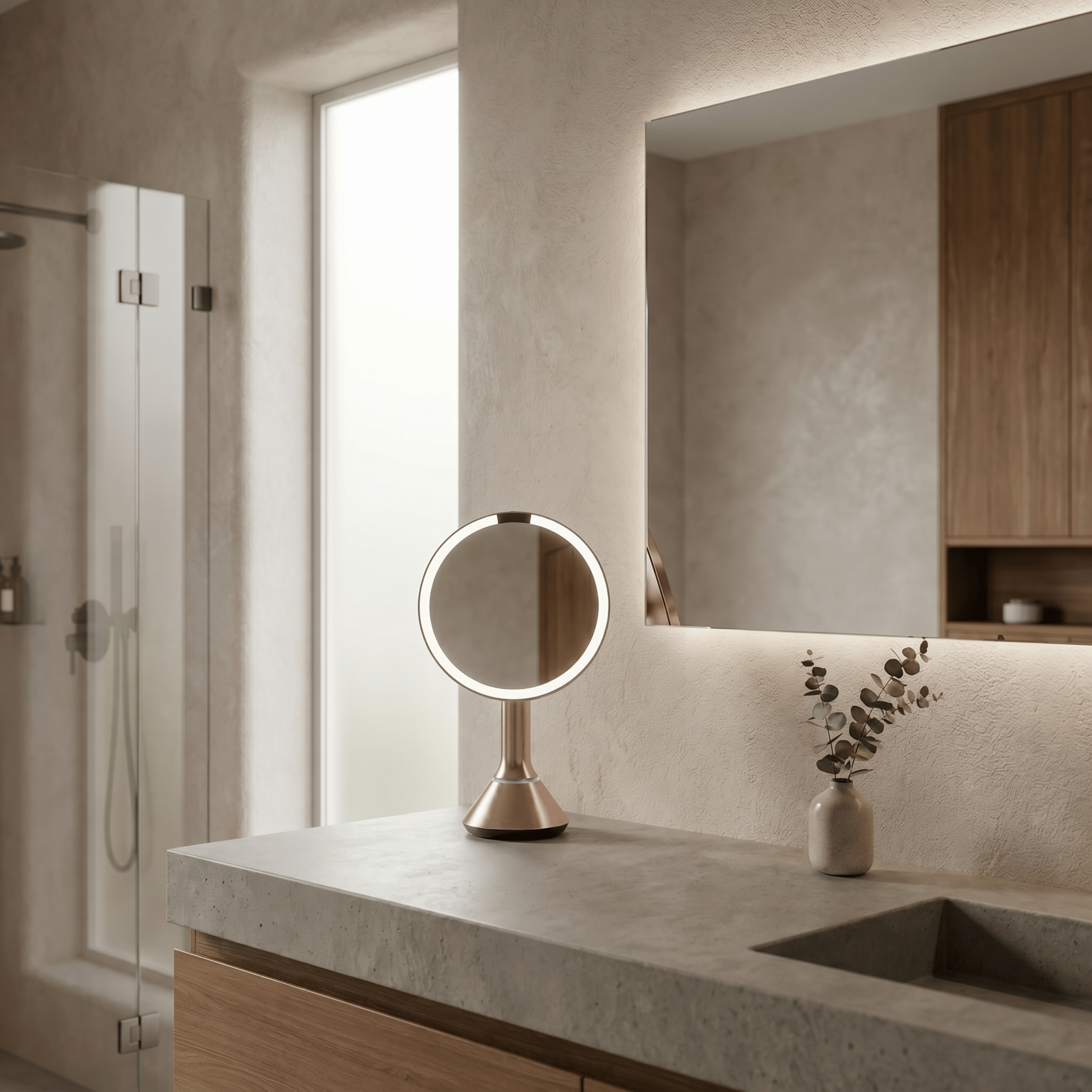 simplehuman-sensor-mirror-round-specchio-cosmetico-sensorizzato-tondo-con-luci-t image 8